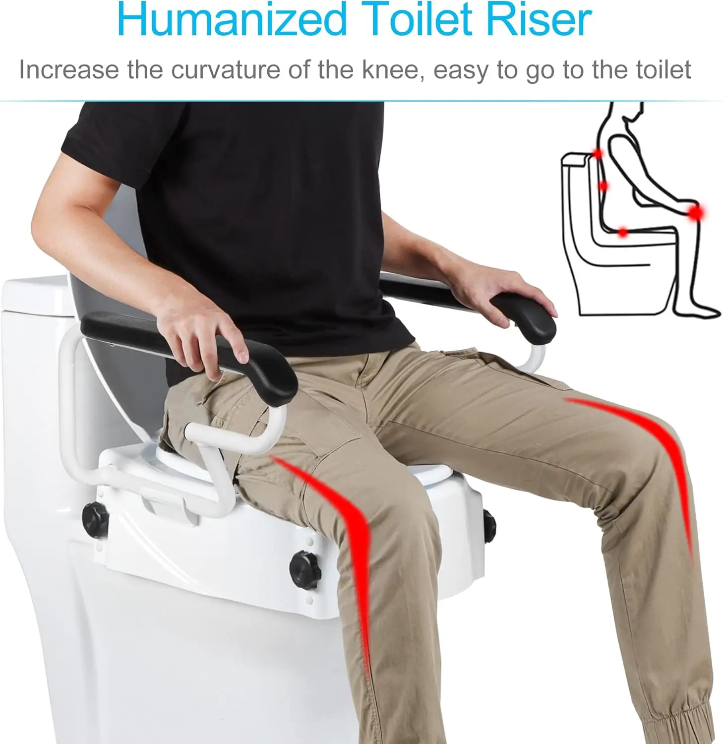 Toilet Seat Riser With Handles (Raise Handle) - Image 6