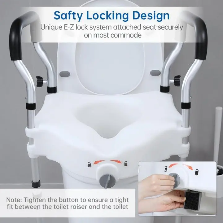 Toilet Seat Riser With Handles (Widen Handle) - Image 3