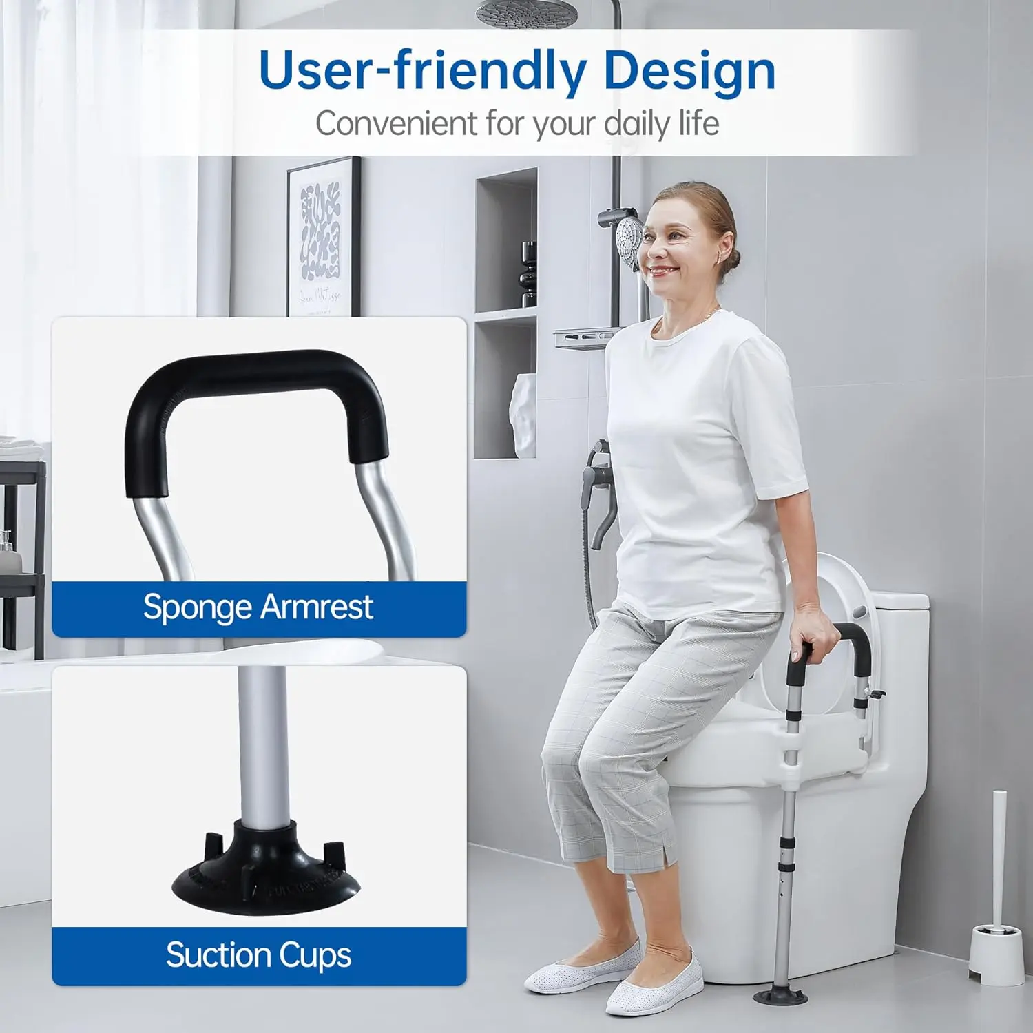 Toilet Seat Riser With Handles (Widen Handle) - Image 4