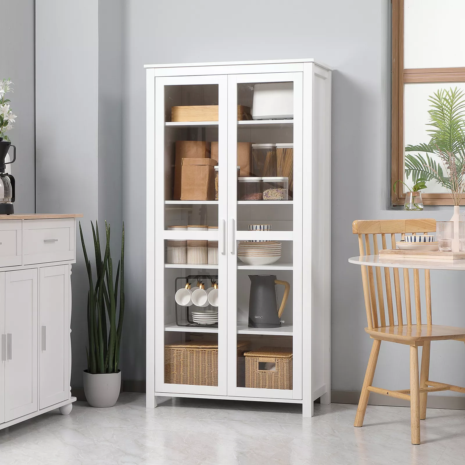 Tristan Glass Kitchen Pantry Cabinet