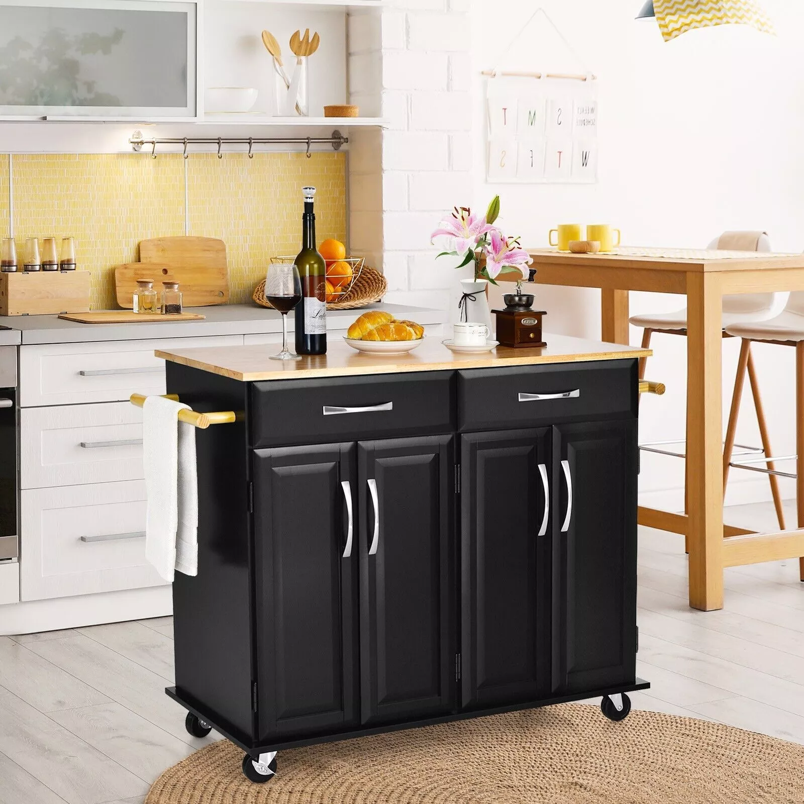 Turner Kitchen Island With Wheels & Seating