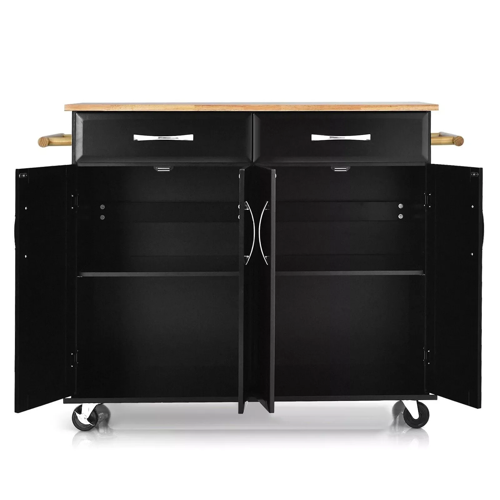 Turner Kitchen Island With Wheels & Seating - Image 3