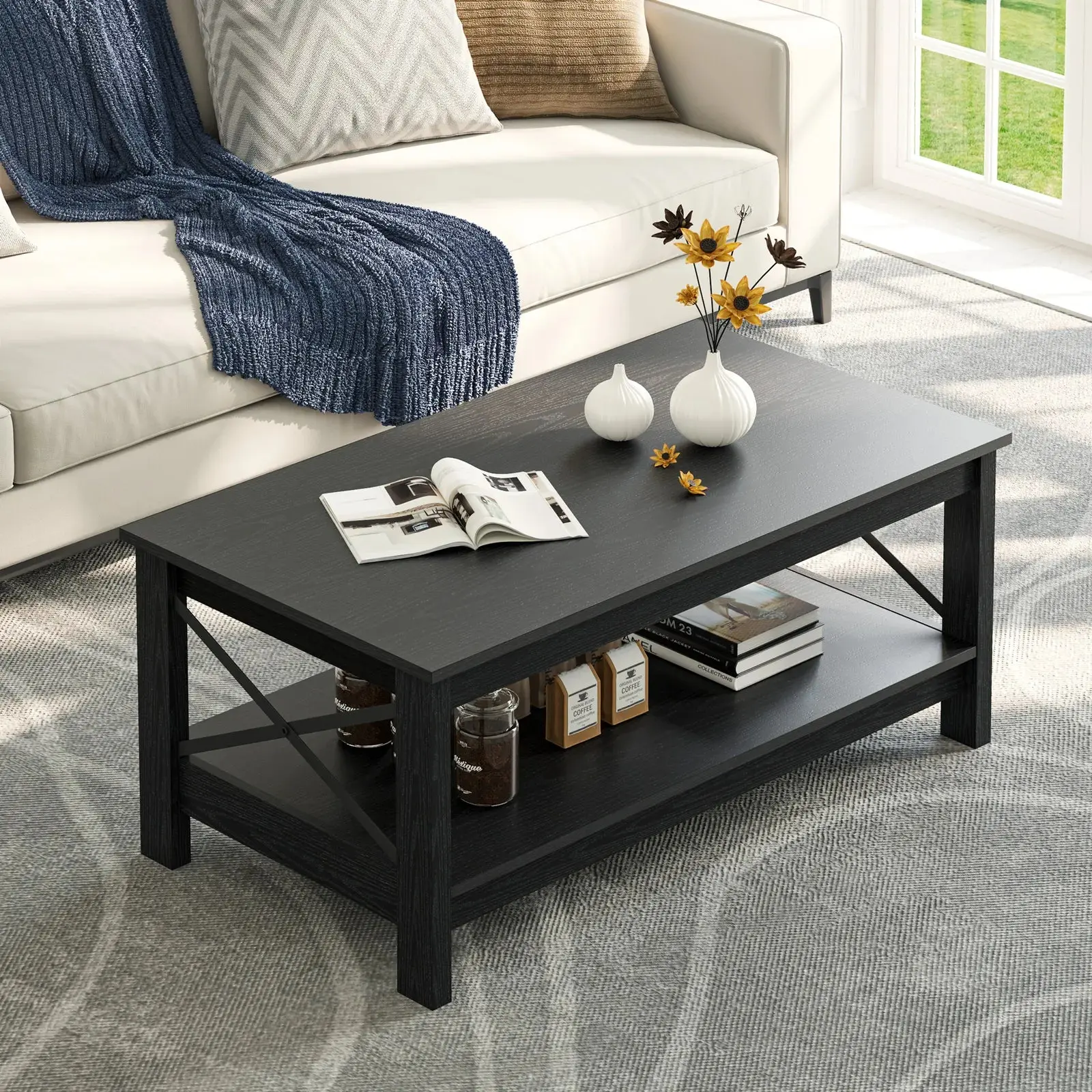Ty Modern Farmhouse Coffee Table With Storage - Image 6