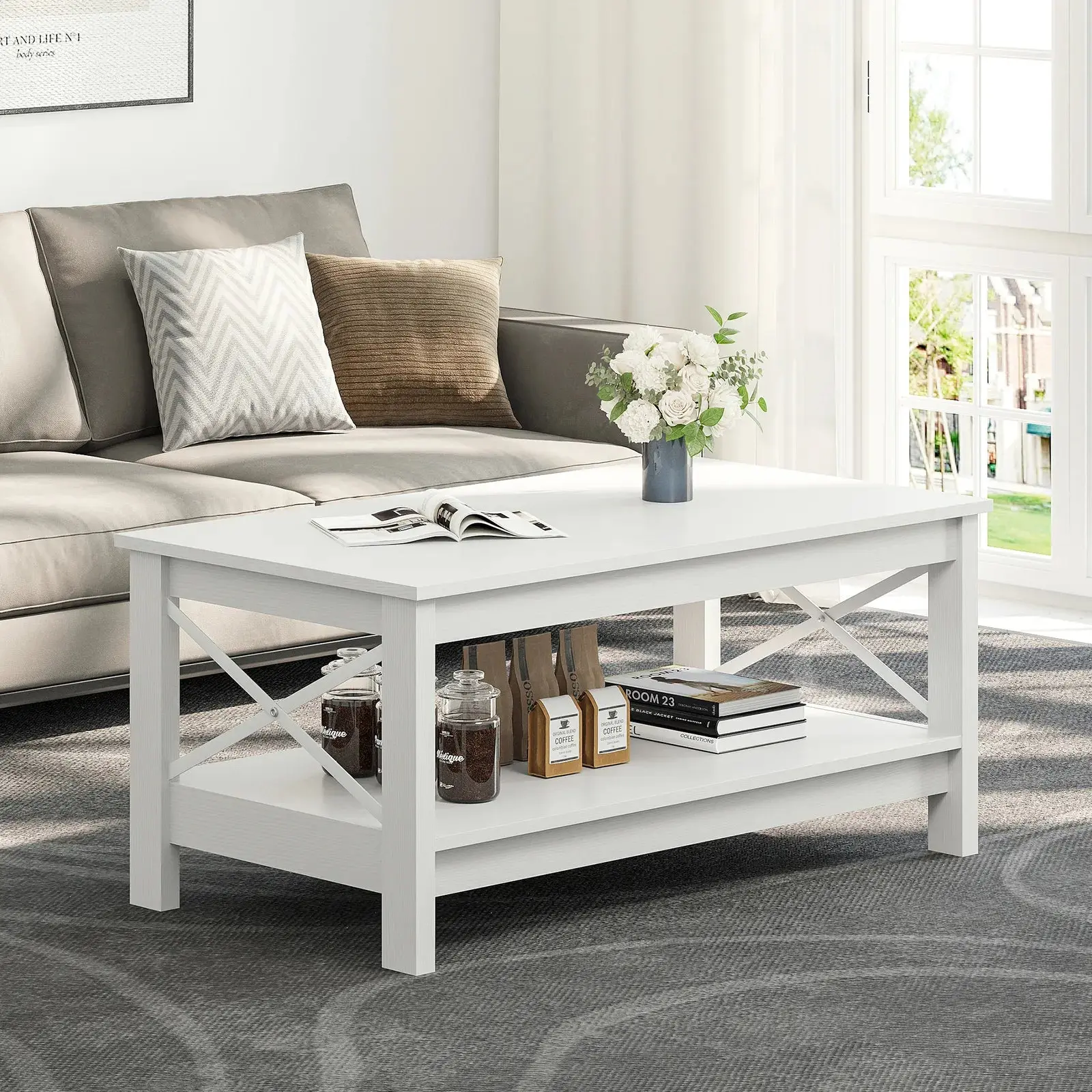 Ty Modern Farmhouse Coffee Table With Storage - Image 7