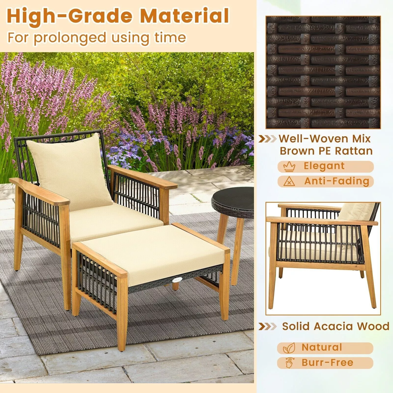 Umair Rattan 5 Pieces Garden Furniture Set - Image 5
