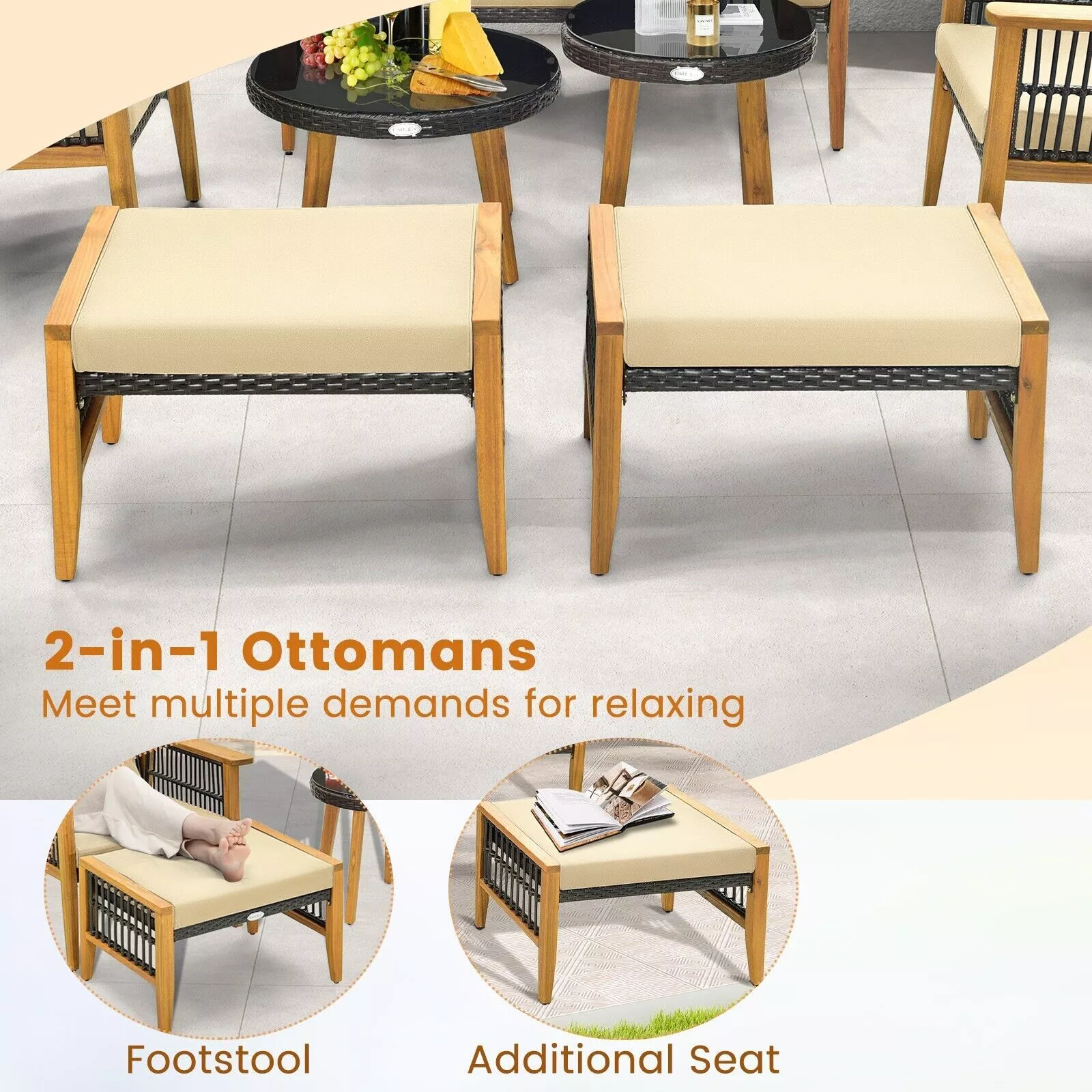Umair Rattan 5 Pieces Garden Furniture Set - Image 6