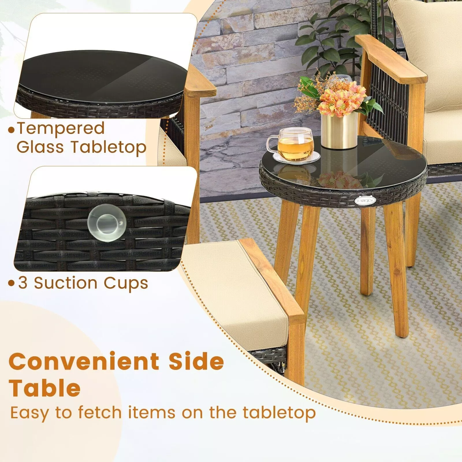 Umair Rattan 5 Pieces Garden Furniture Set - Image 7