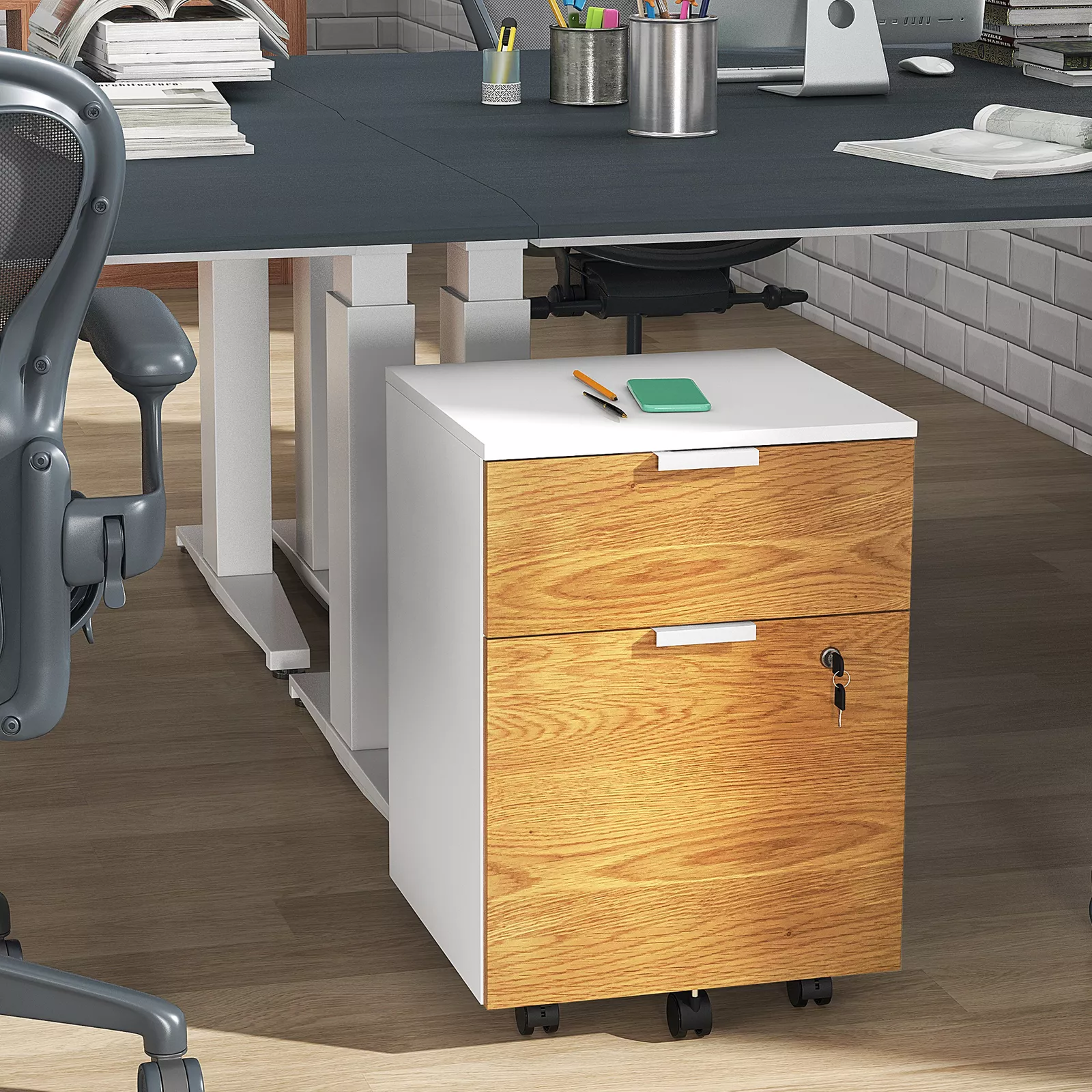 Under Table 2 Drawers File Cabinet