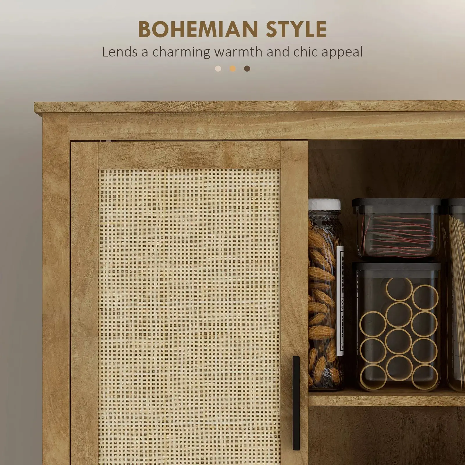 Vance Rattan Kitchen Pantry Cabinet - Image 6