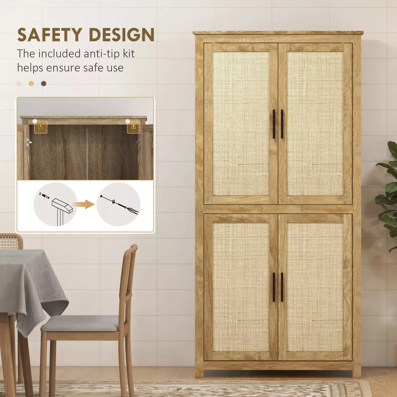 Vance Rattan Kitchen Pantry Cabinet - Image 8