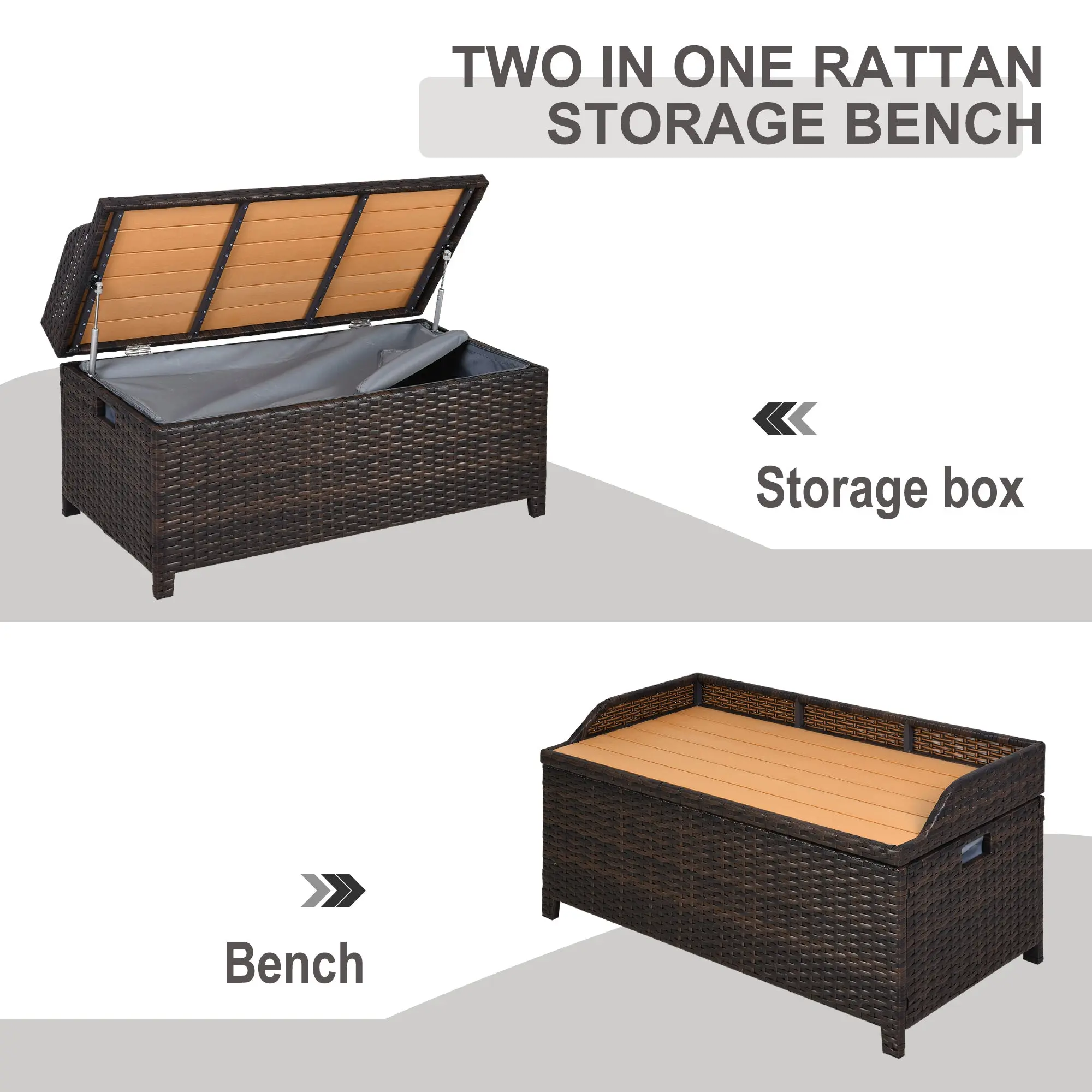 Vang Rattan Outdoor Garden Storage Bench - Image 5