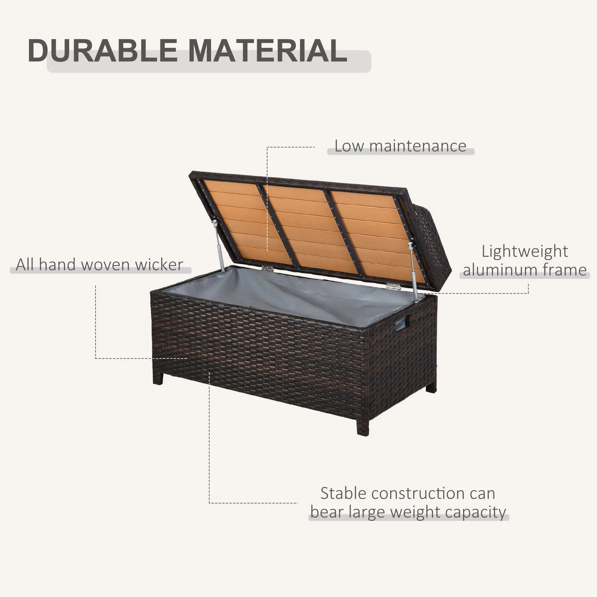 Vang Rattan Outdoor Garden Storage Bench - Image 7