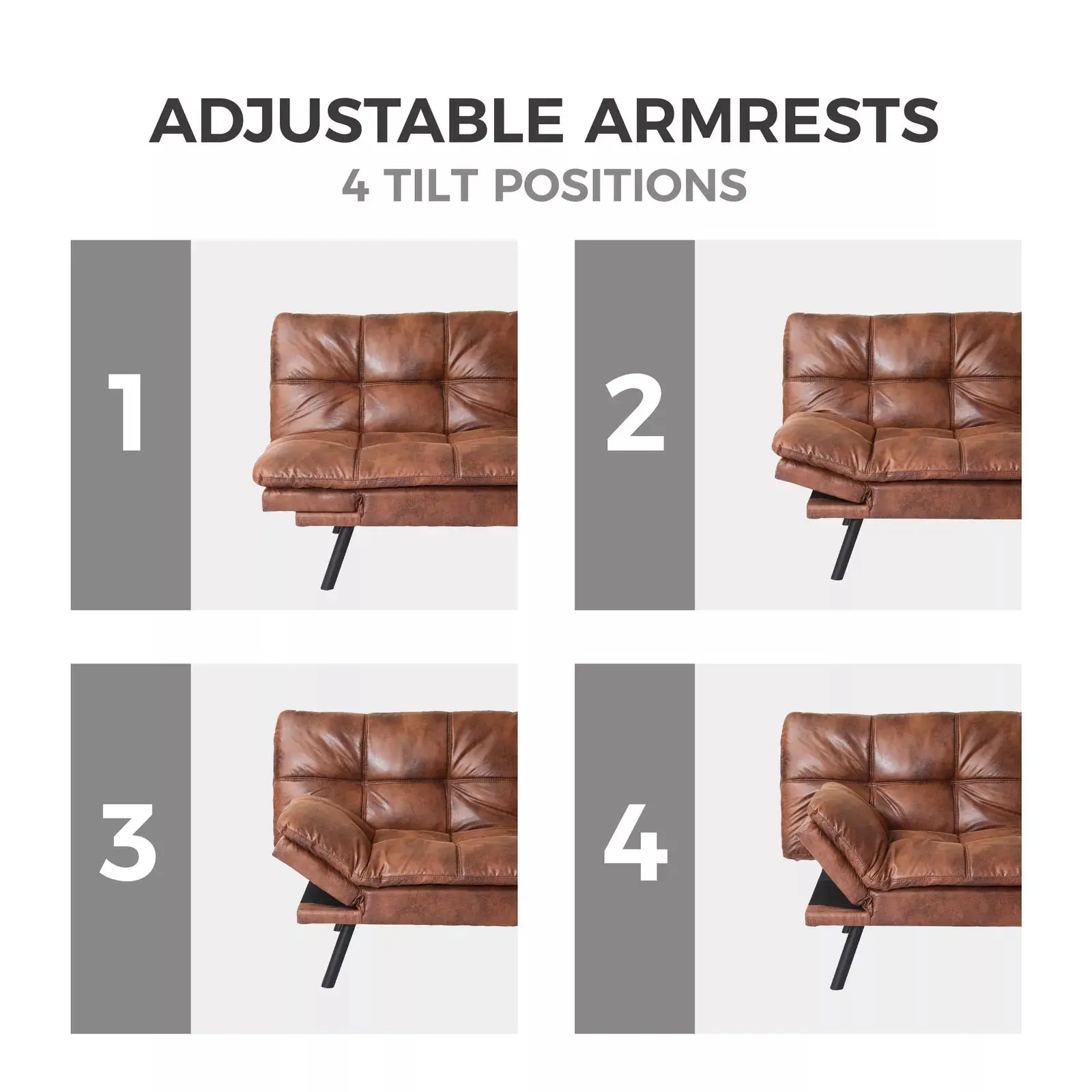 Vintage Leather Convertible Futon Sofa Bed - Image 5