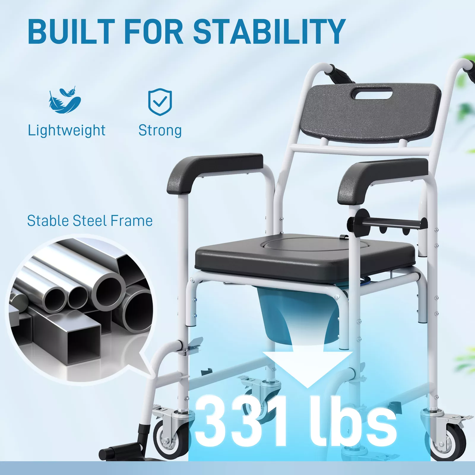 Waller Elderly Shower Commode Wheelchair - Image 6