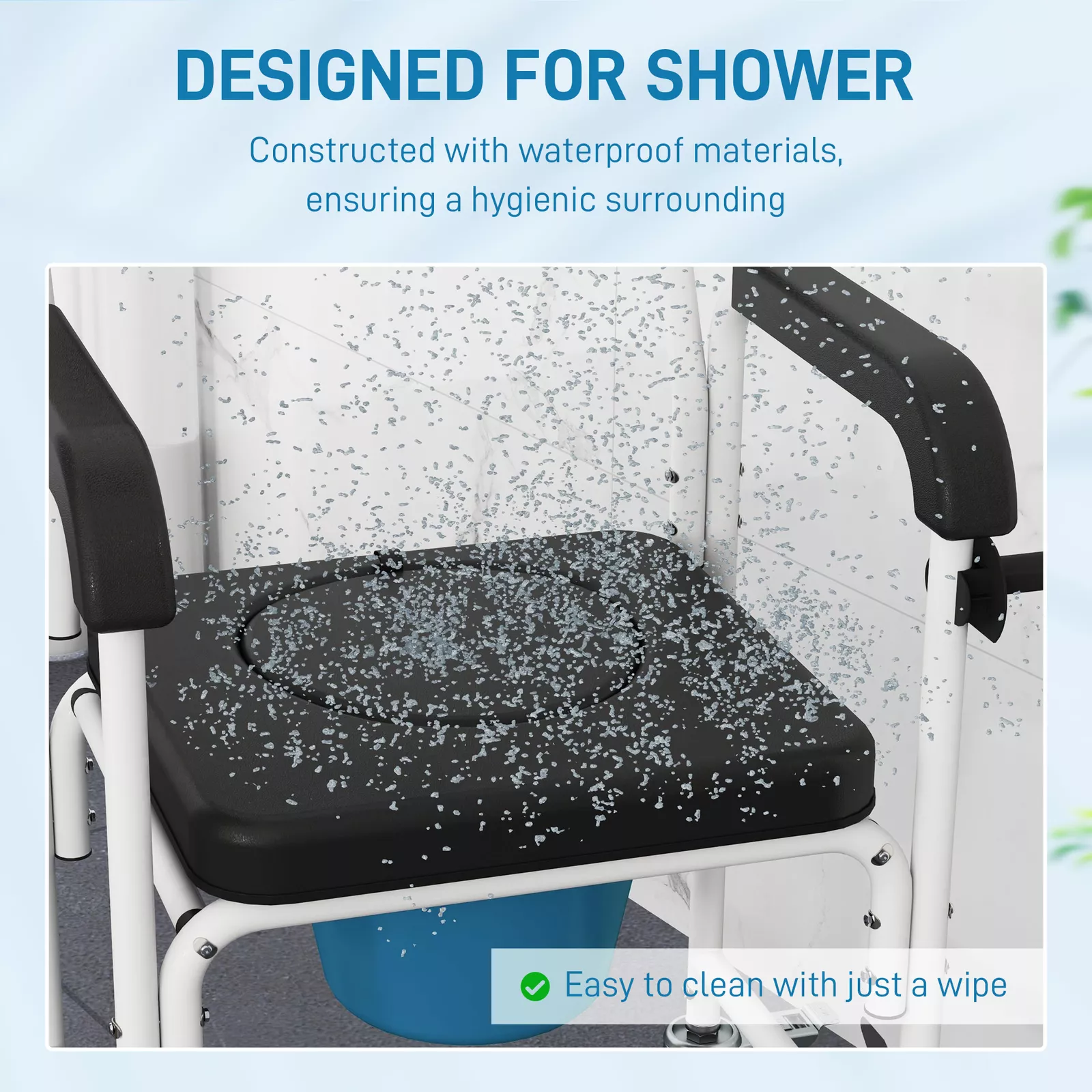 Waller Elderly Shower Commode Wheelchair - Image 7