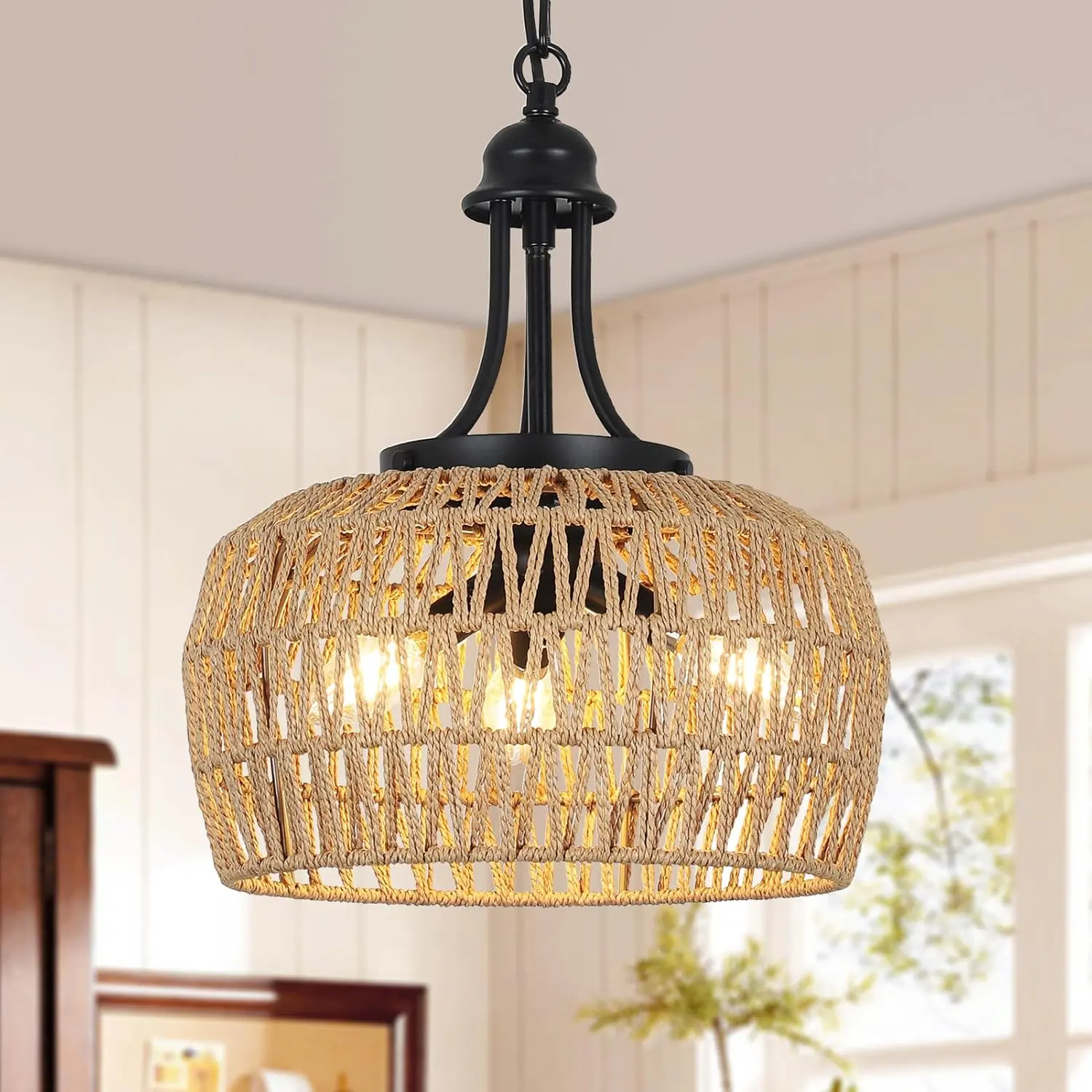 Wicker Farmhouse Dining Room Chandelier - Image 2