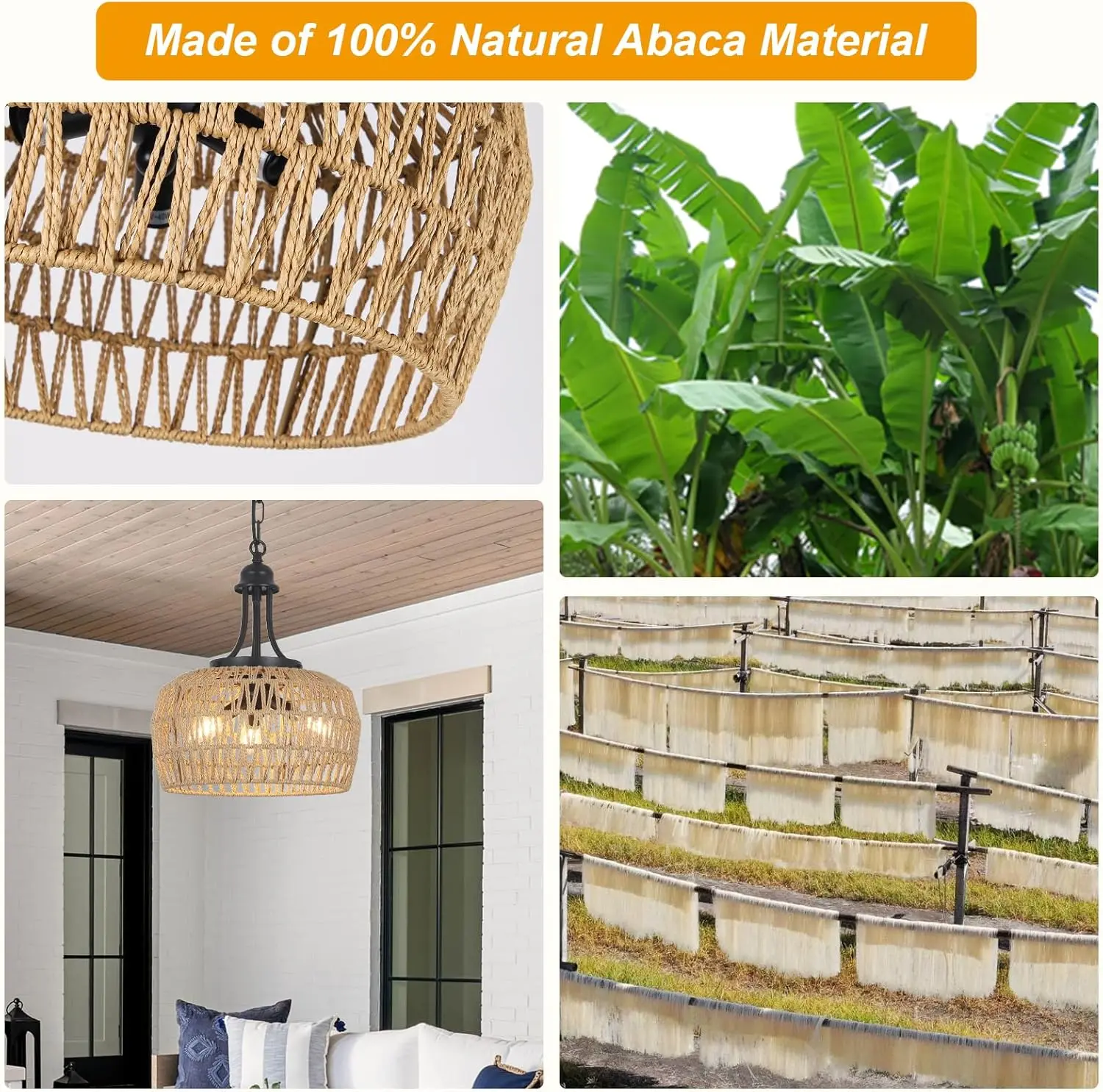 Wicker Farmhouse Dining Room Chandelier - Image 3