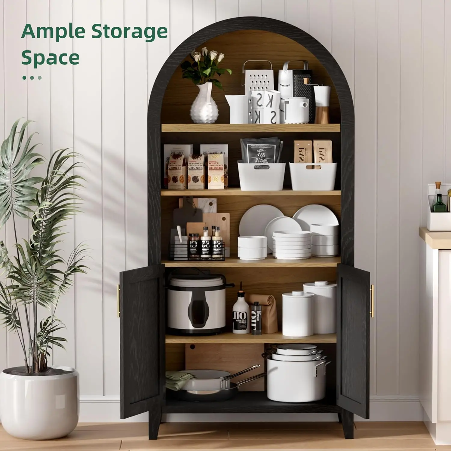 Wide Rattan Arched Storage Display Cabinet - Image 6