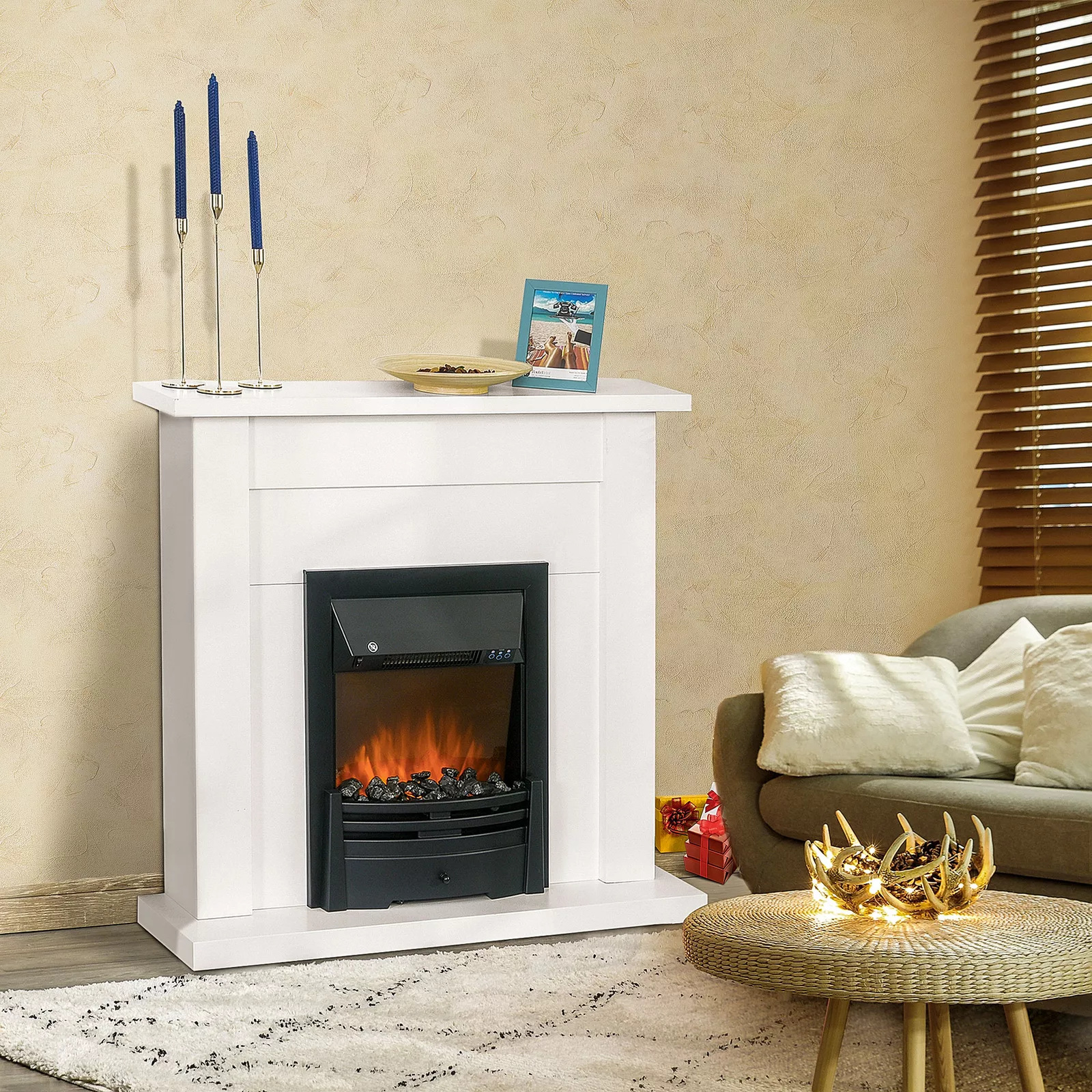 Wilcox Free Standing Electric Stove Fire With Mantel