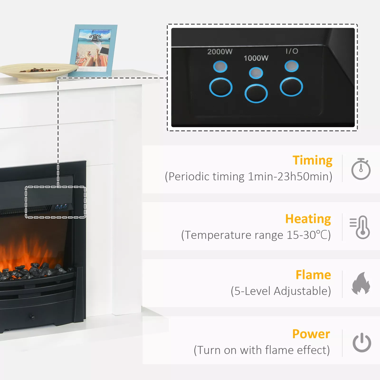 Wilcox Free Standing Electric Stove Fire With Mantel - Image 4