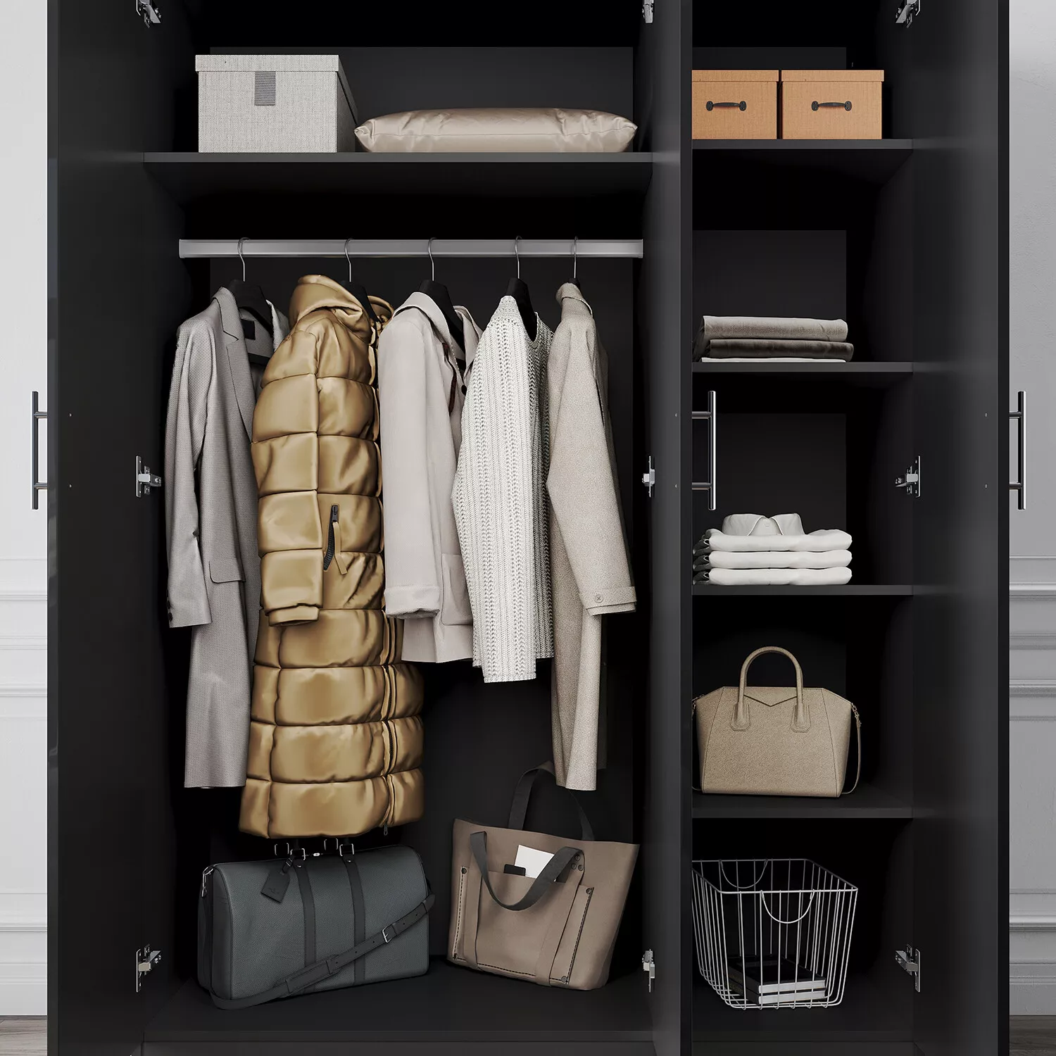 Wilson 3 Door High Gloss Wardrobe - Image 4
