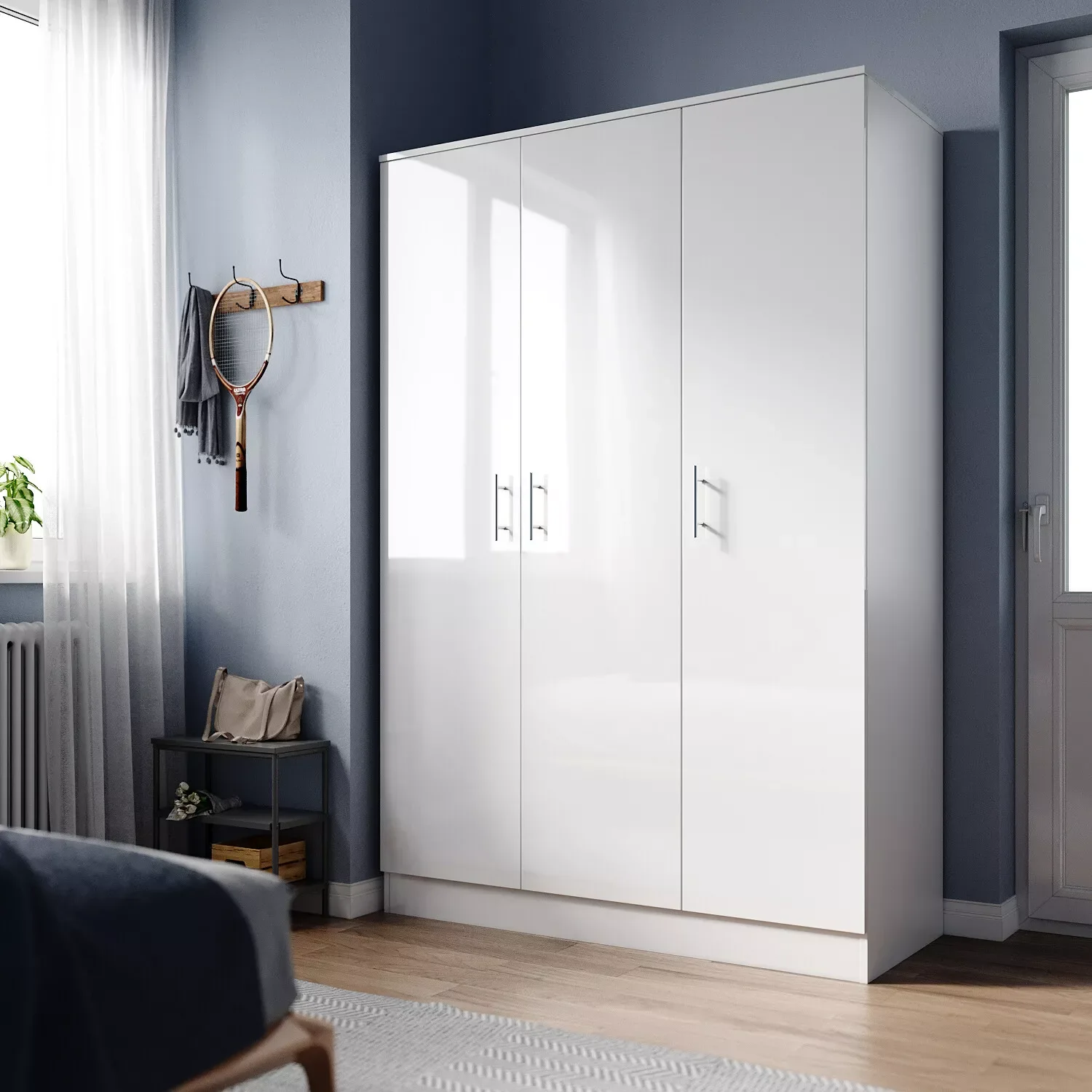 Wilson 3 Door High Gloss Wardrobe - Image 9