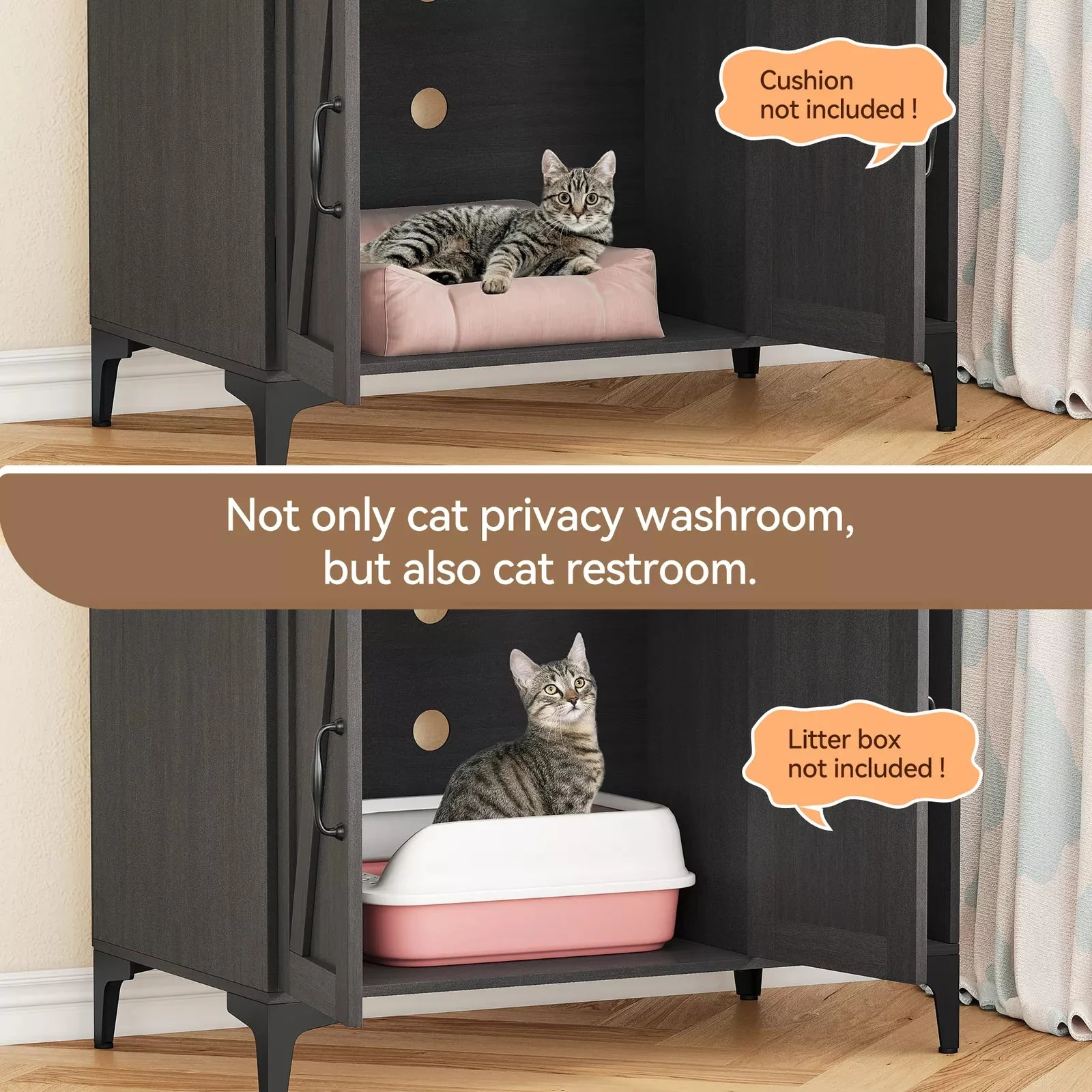Wood Cat Litter Box Enclosure Furniture - Image 4