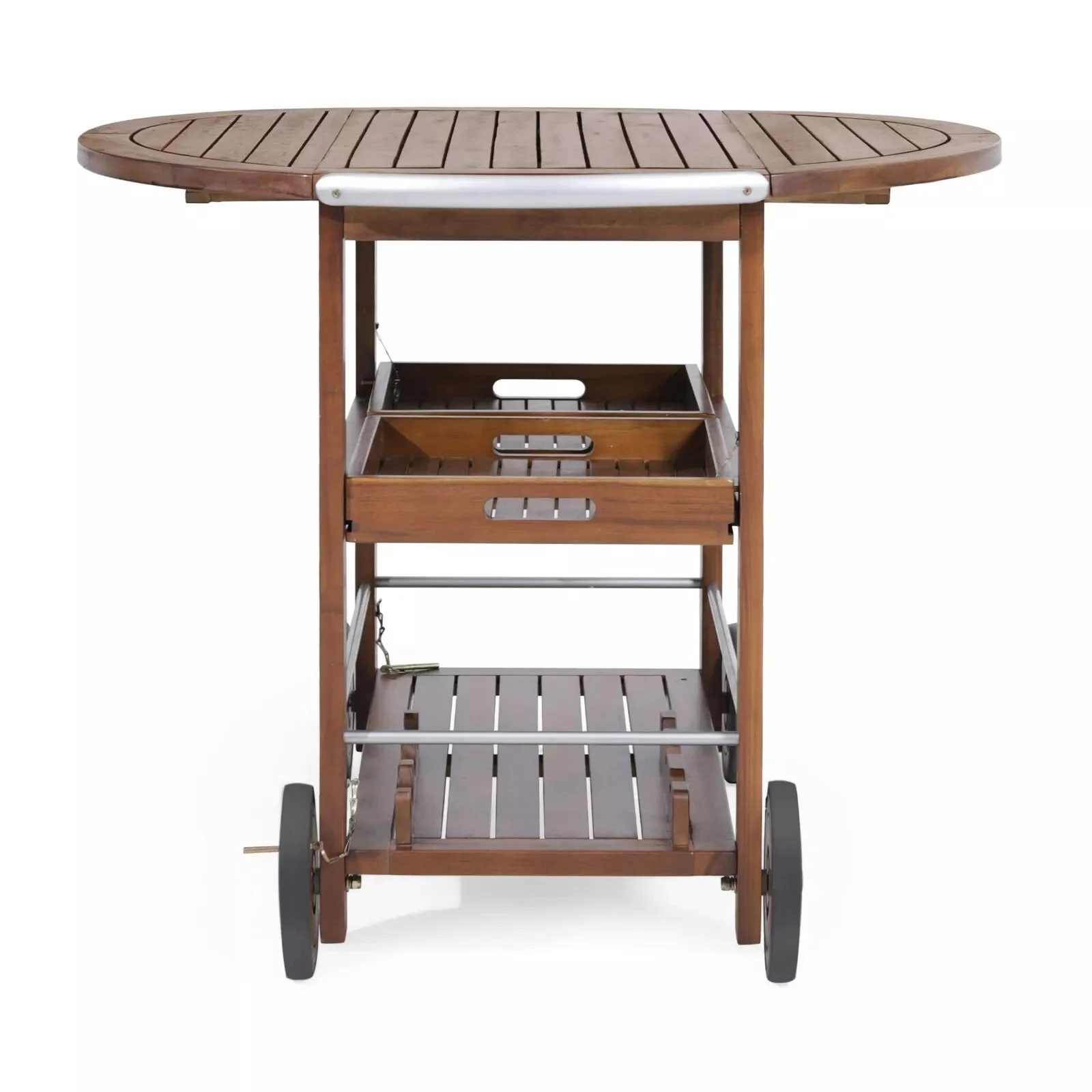 Wood Rolling Beverage Bar Cart - Image 3