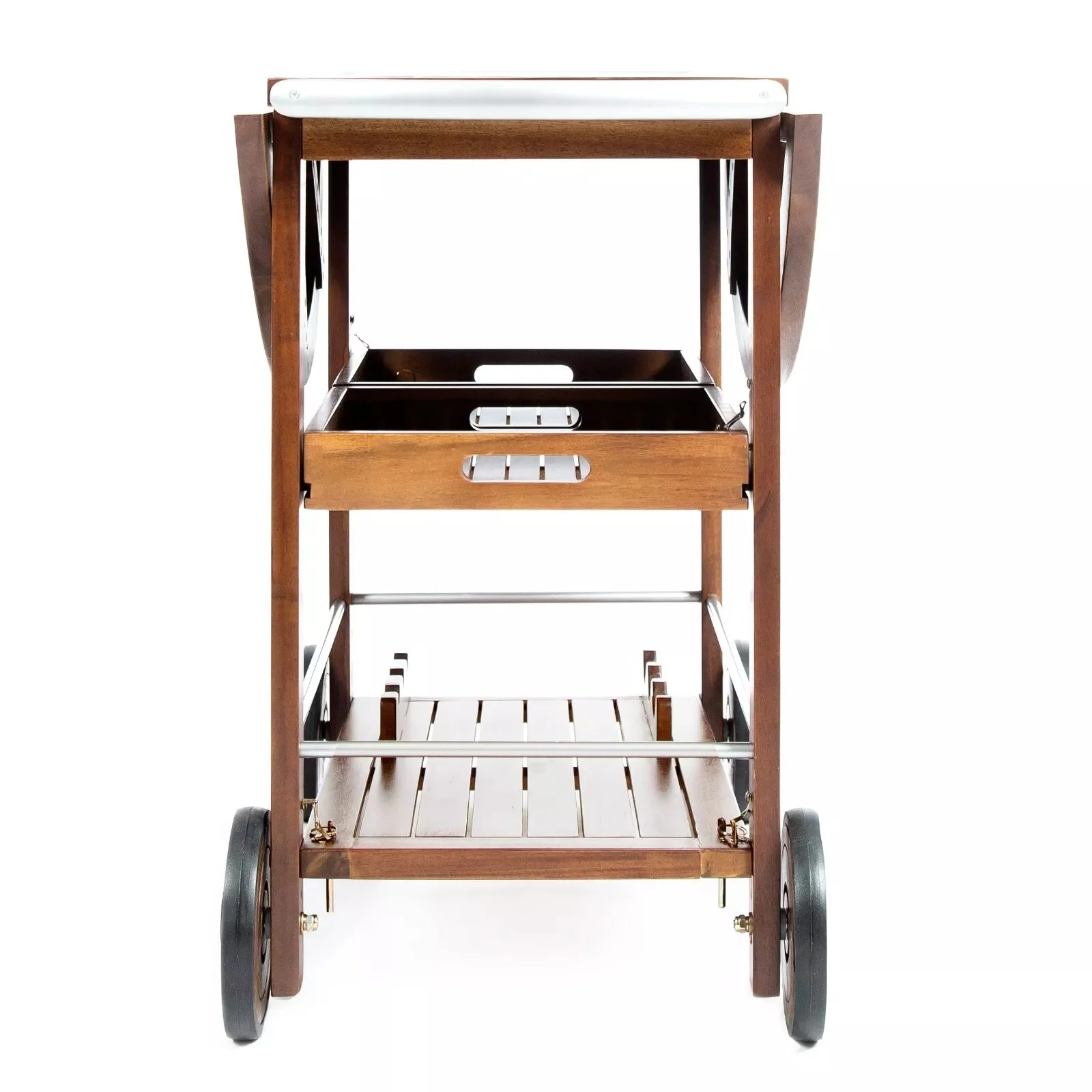 Wood Rolling Beverage Bar Cart - Image 4