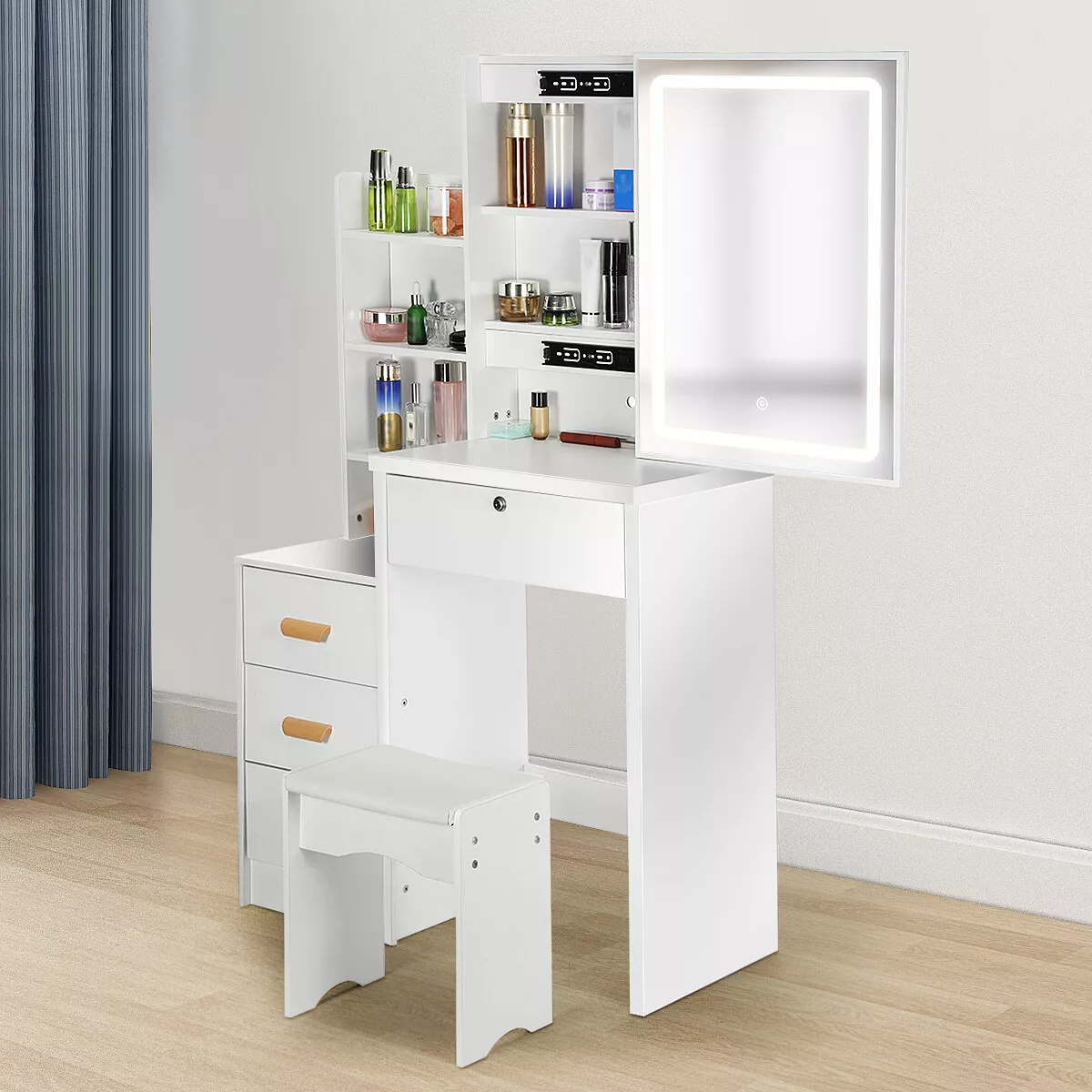 Yasmin Mirrored Vanity Dressing Table With Drawer