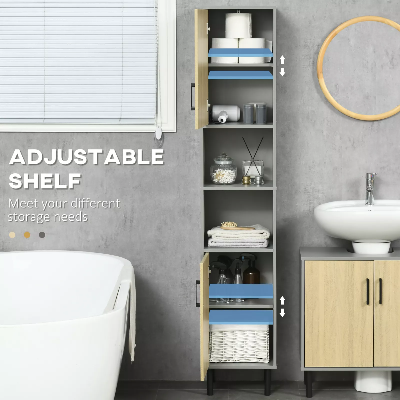 Yates Tall Freestanding Bathroom Cabinet - Image 4