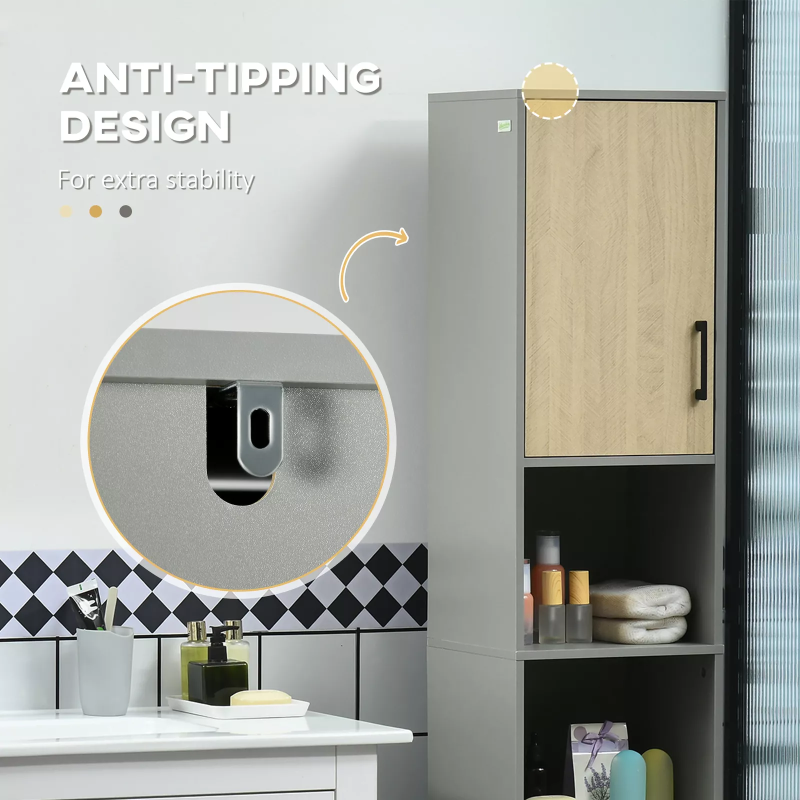 Yates Tall Freestanding Bathroom Cabinet - Image 5