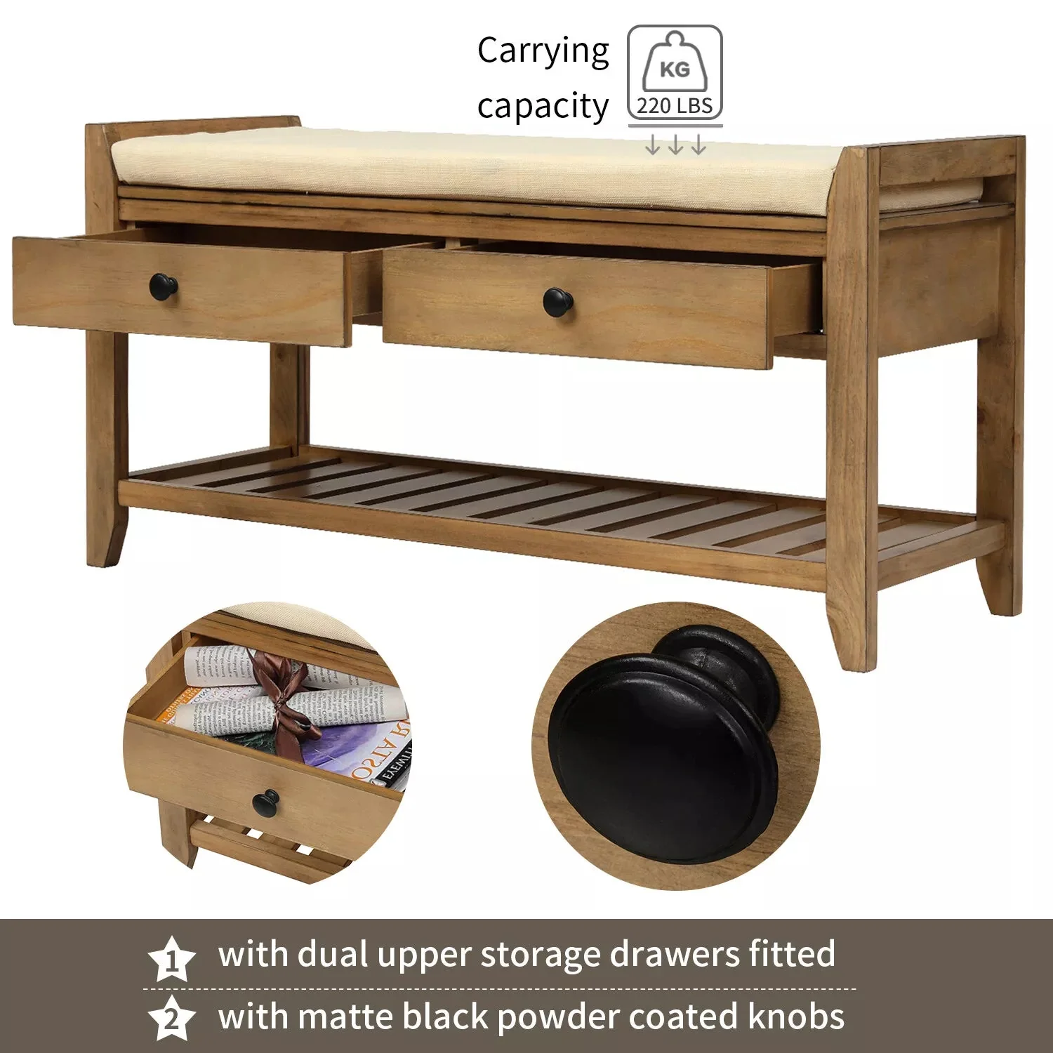 Zaina Indoor Wooden Storage Bench - Image 10