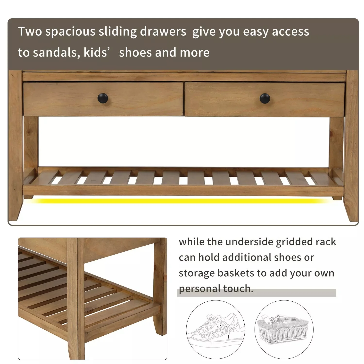 Zaina Indoor Wooden Storage Bench - Image 9