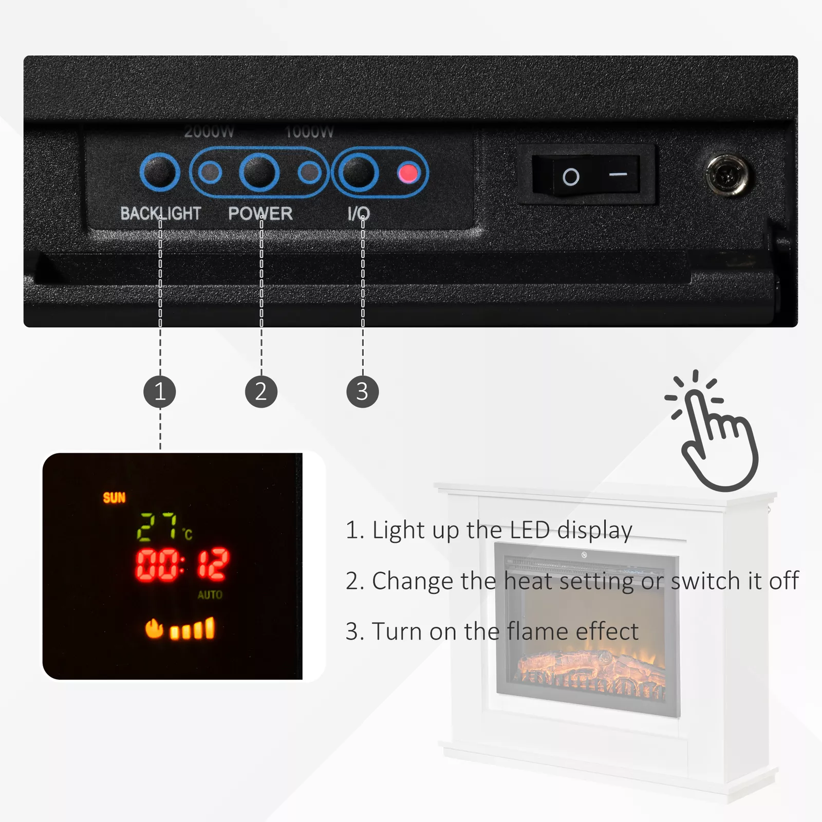 Zoe Free Standing Electric Stove Fire With Mantel - Image 3